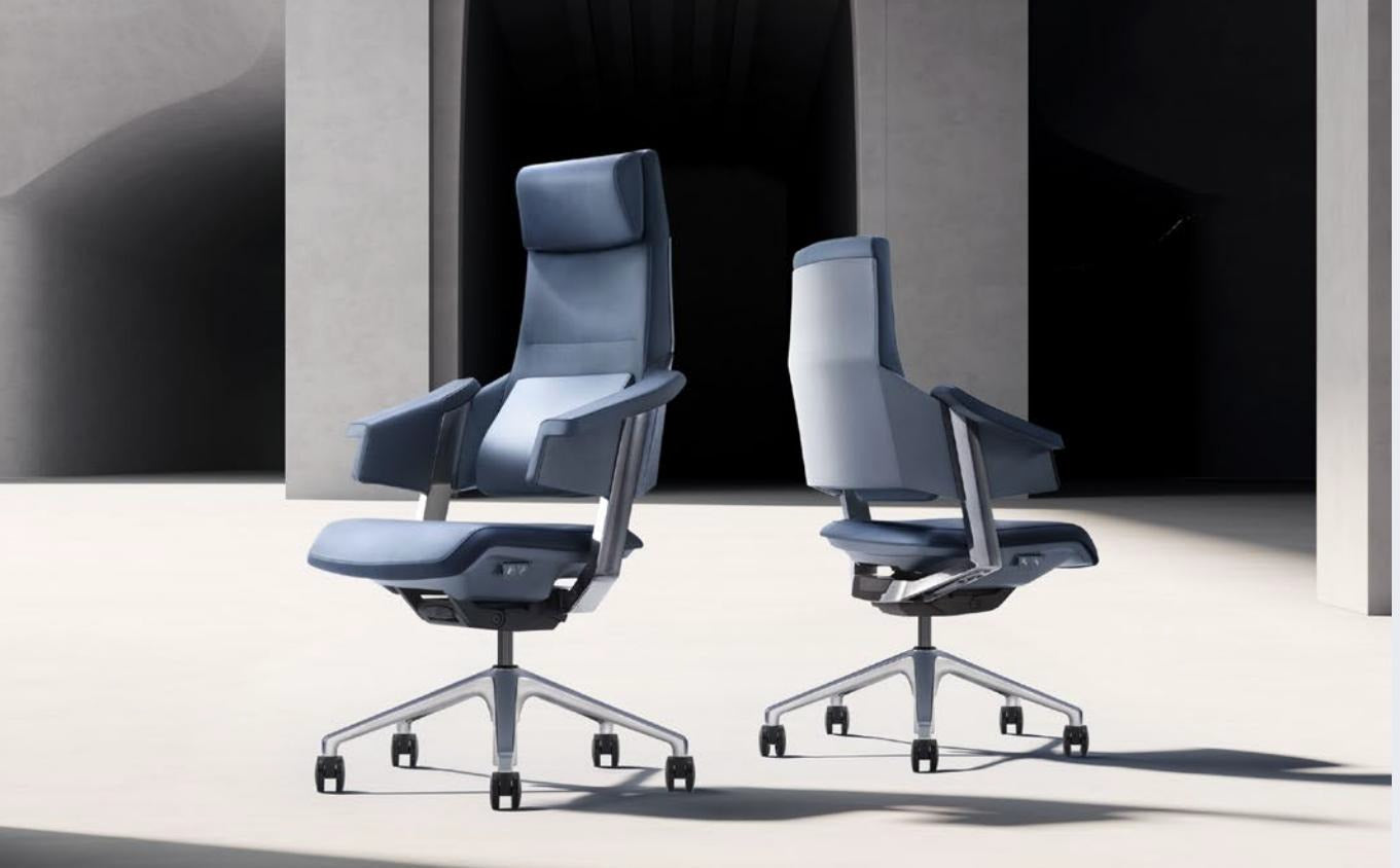 A FUTURISTIC GENUINE LEATHER CHAIR THAT LOOKS LIKE A B2 BOMBER PLANE