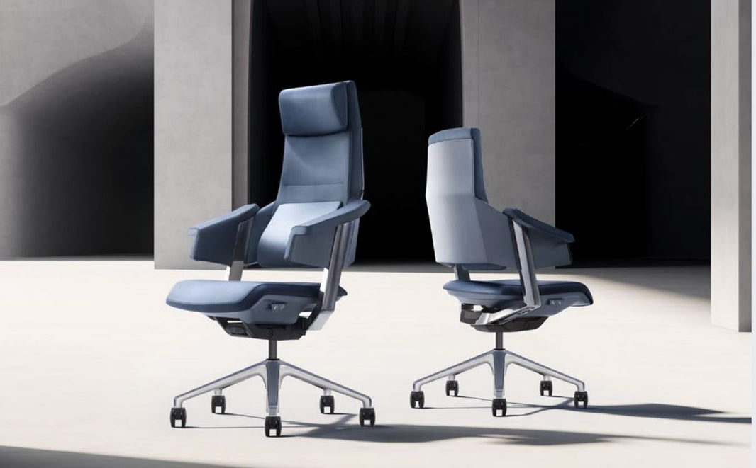A FUTURISTIC GENUINE LEATHER CHAIR THAT LOOKS LIKE A B2 BOMBER PLANE