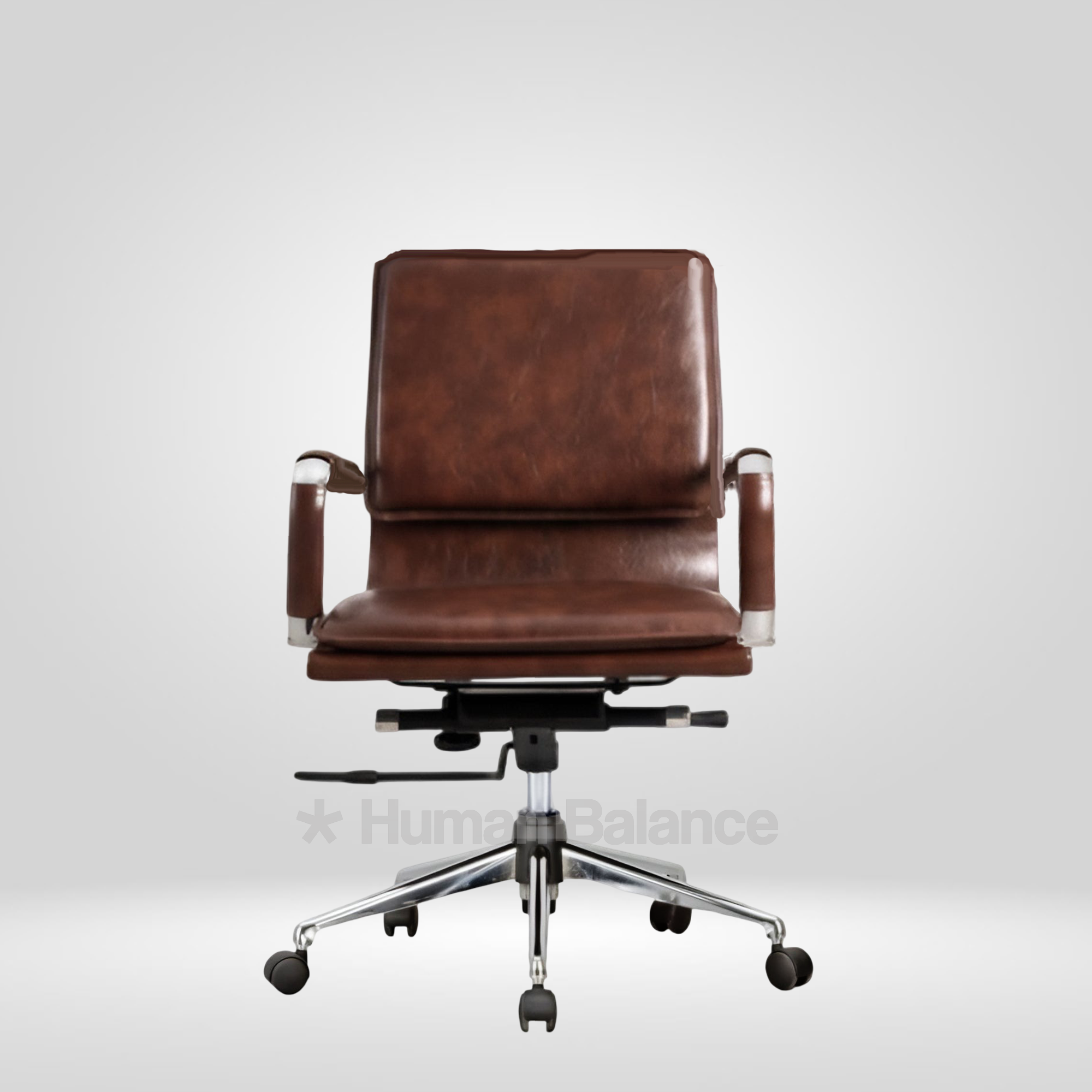 Timeless Garman Vintage Double Cushion Faux Leather Midback Chair