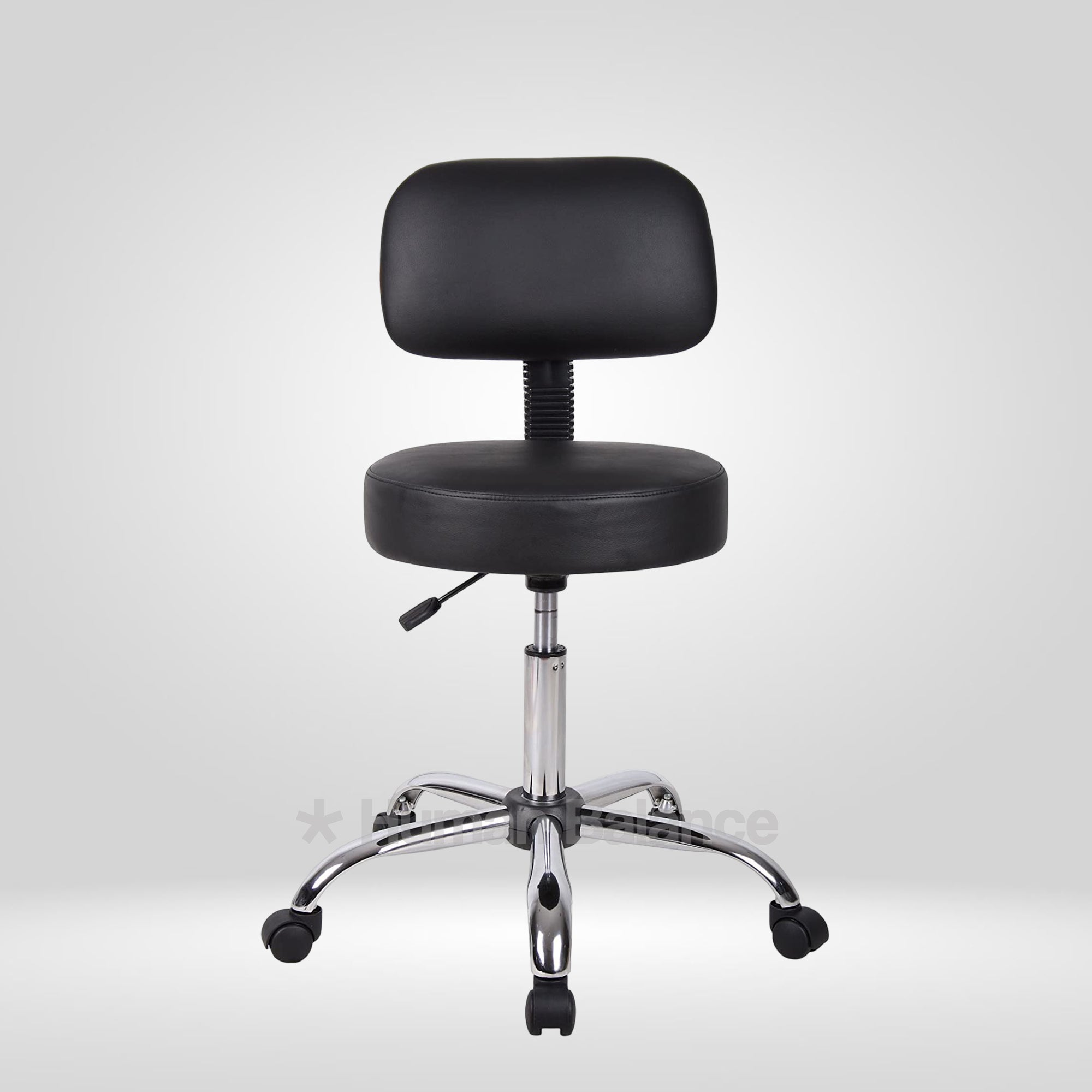 Stanton Rotating Black Leather Height Adjustable Lab Stool Without Arms