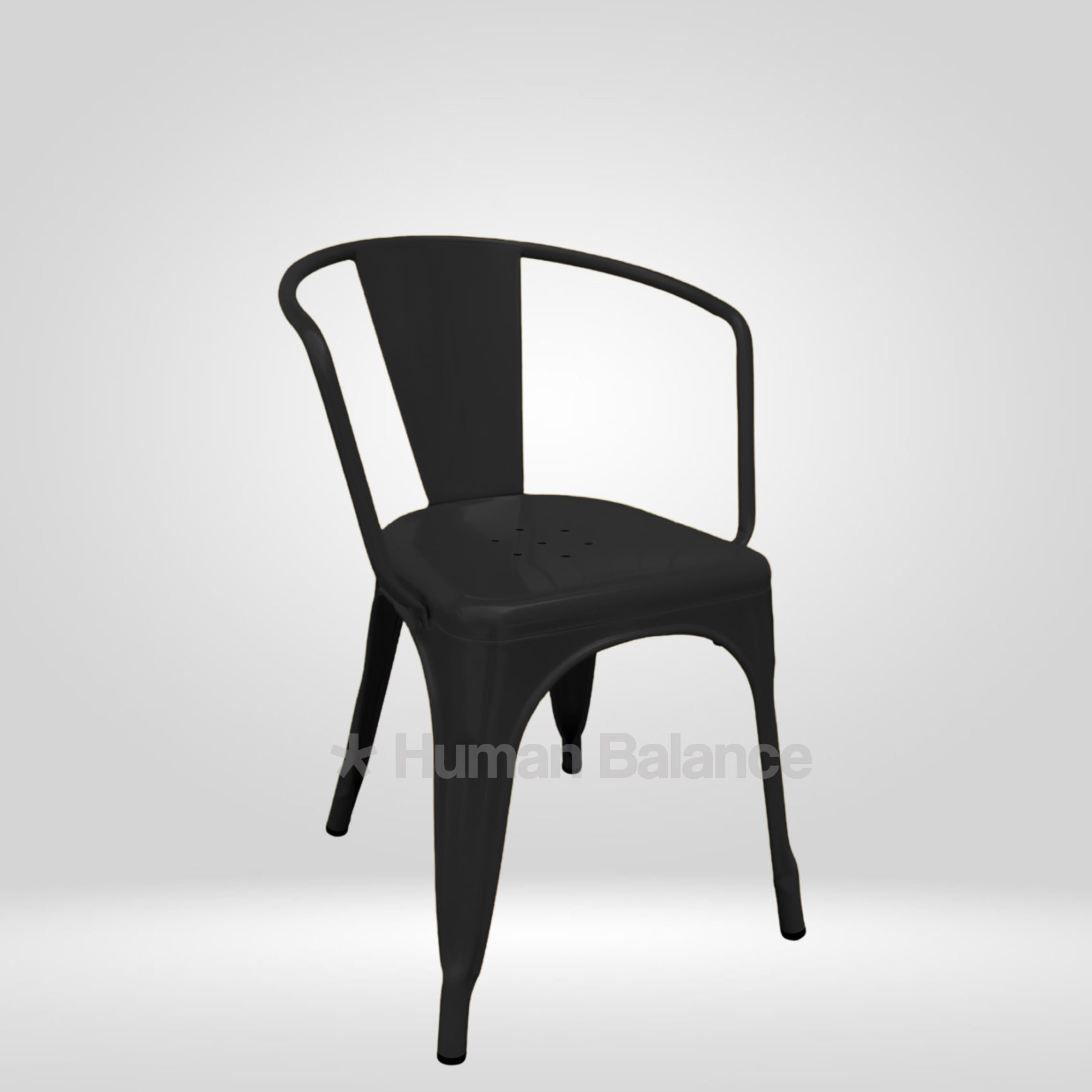 Tolix Replica With Arms Black ( Pack Of 2 )