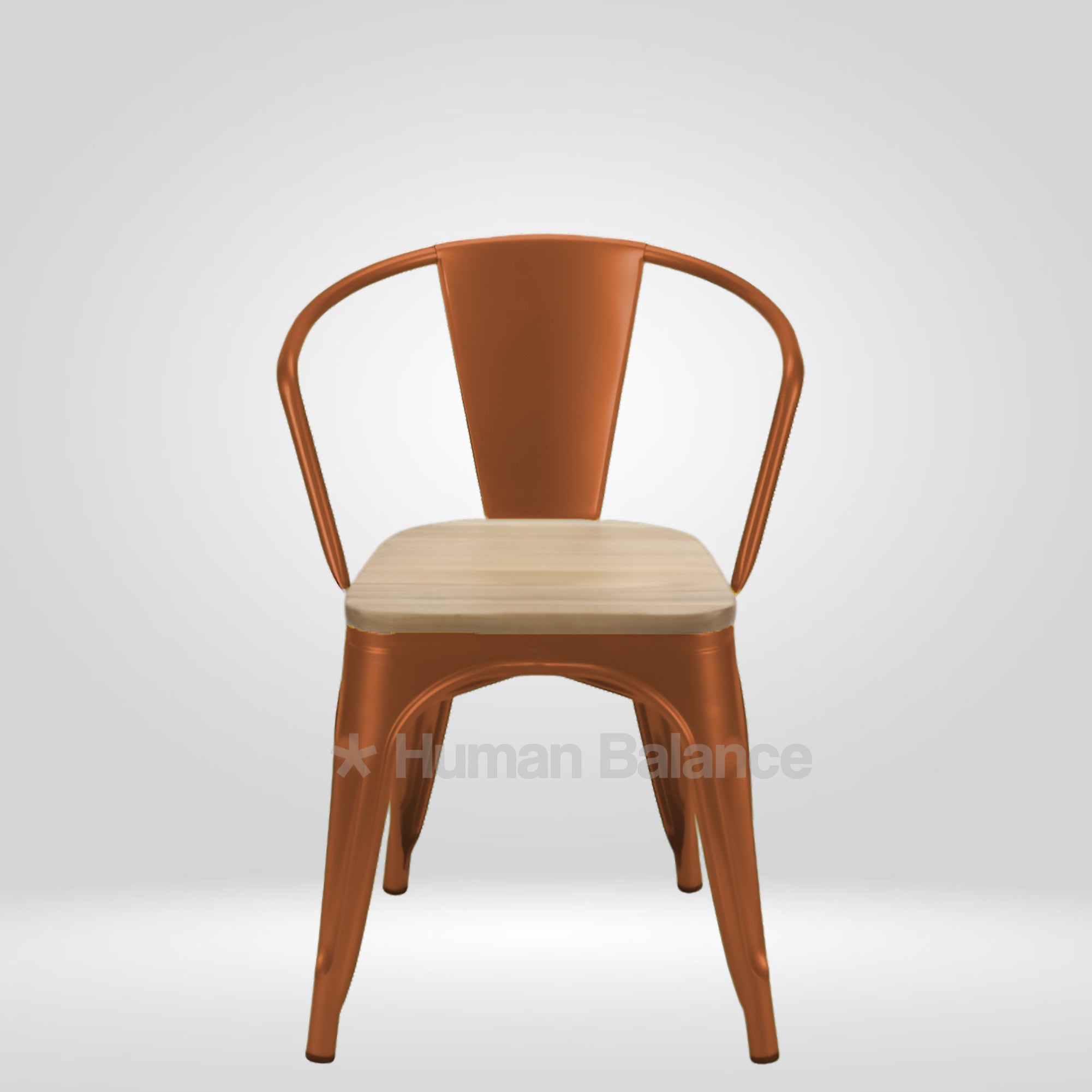 Tolix Replica With Arms Wooden Seat Brown ( Pack Of 2 )