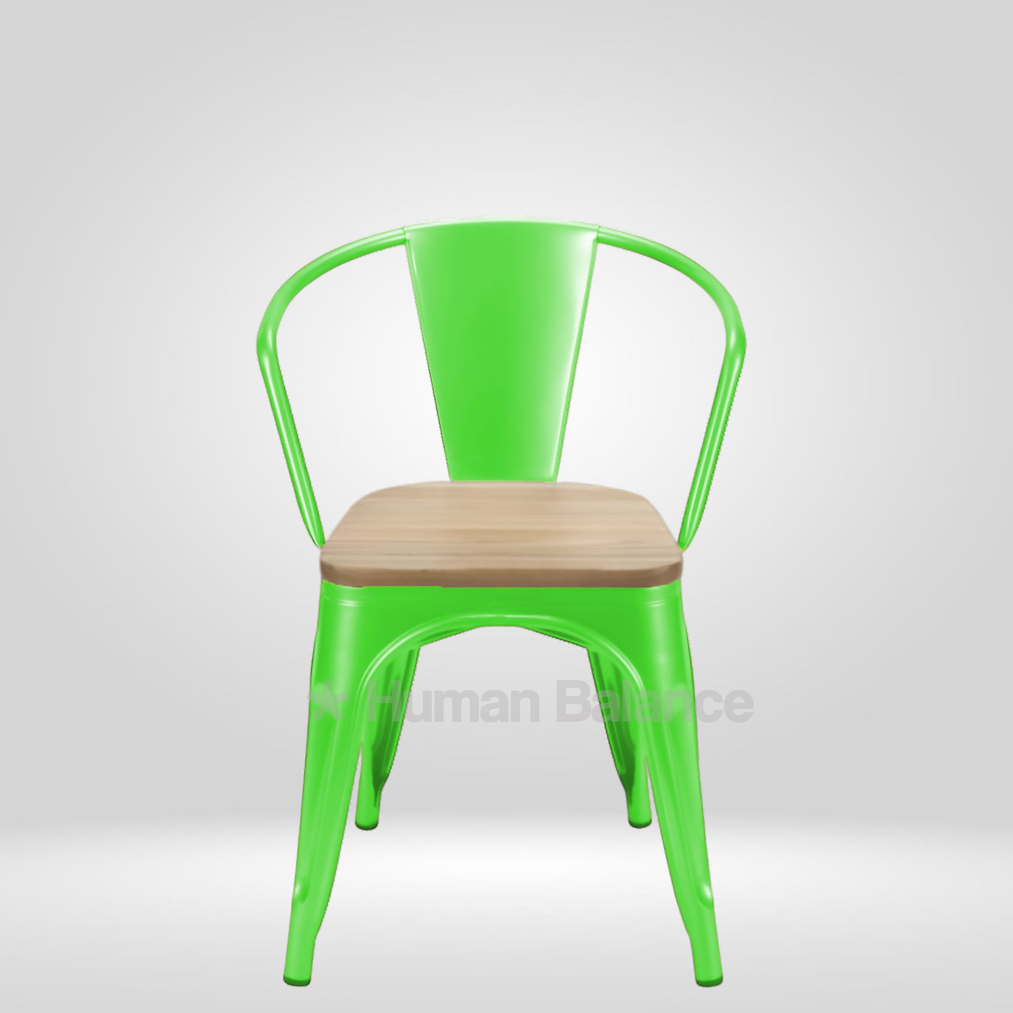 Tolix Replica With Arms Wooden Seat Banner Green ( Pack Of 2 )