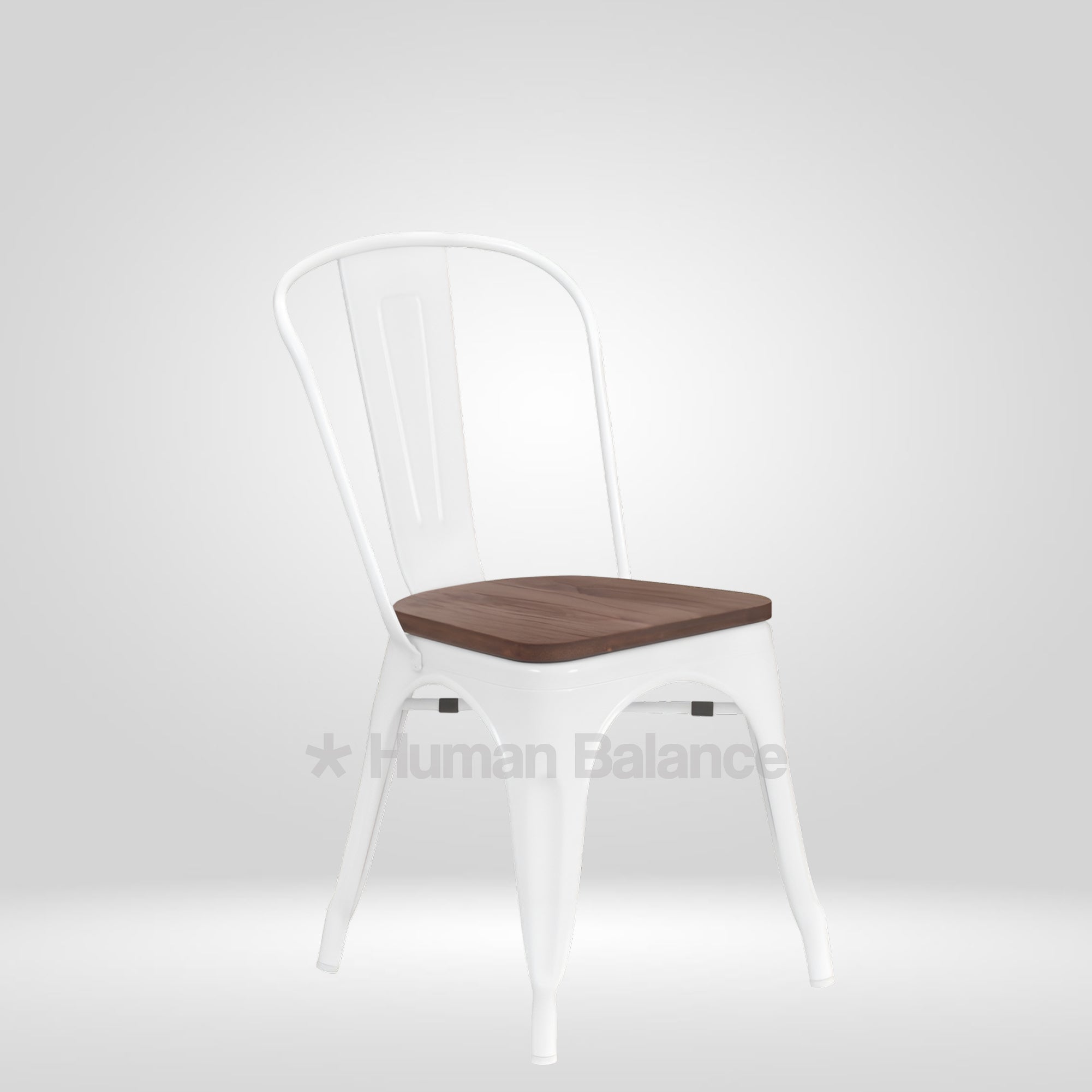 Tolix Replica With Wooden Seat White ( Pack Of 2 )