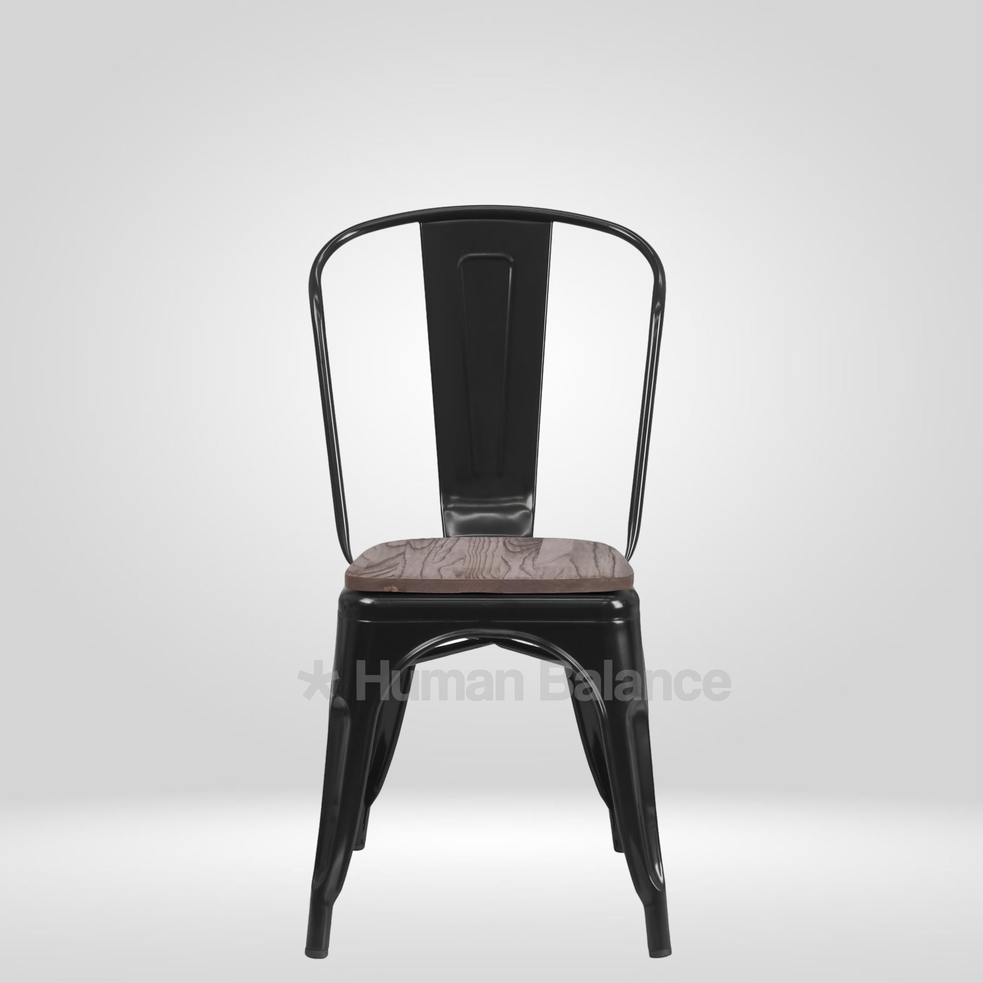 Tolix Replica With Wooden Seat ( Pack Of 2 )