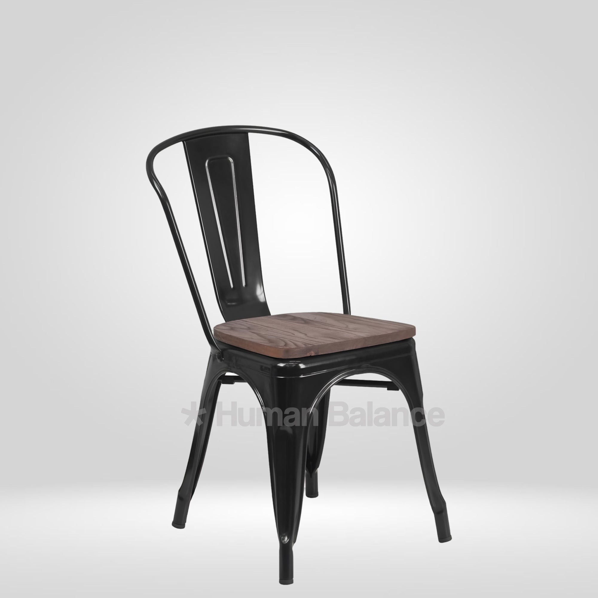 Tolix Replica With Wooden Seat ( Pack Of 2 )