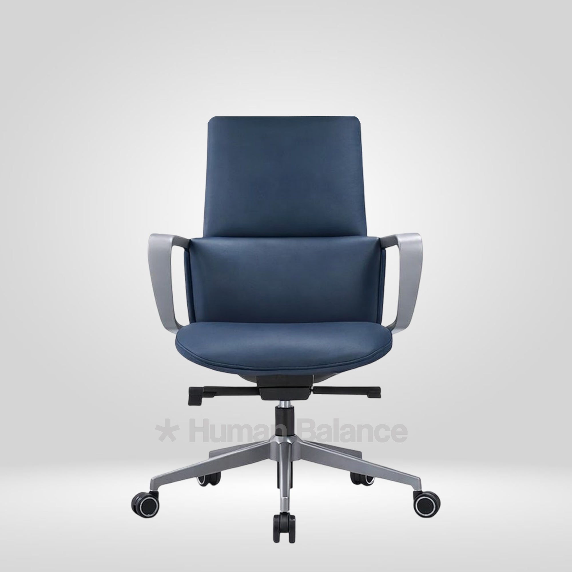 Titanor Blue Faux Leather Mid Back Chair For Formal Guest Seating