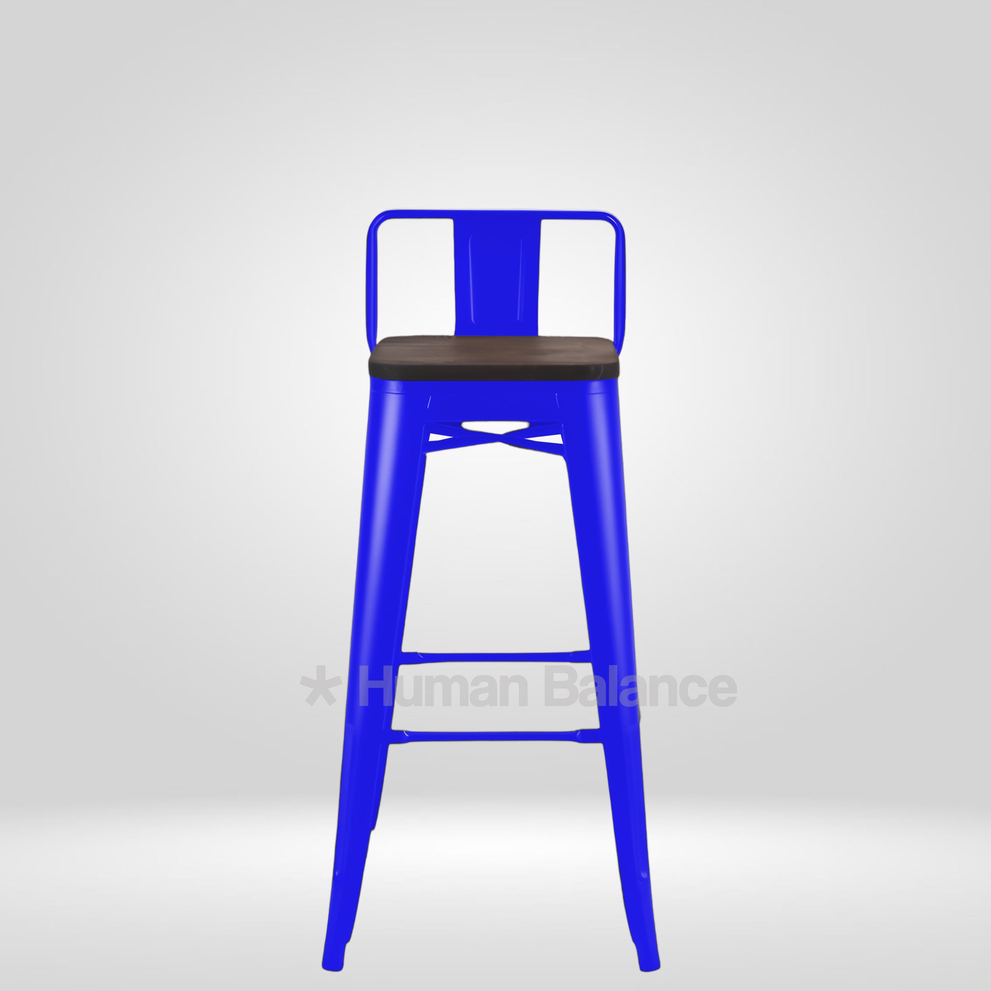 Tolix Replica Bar Stool with Wooden Seat Blue
