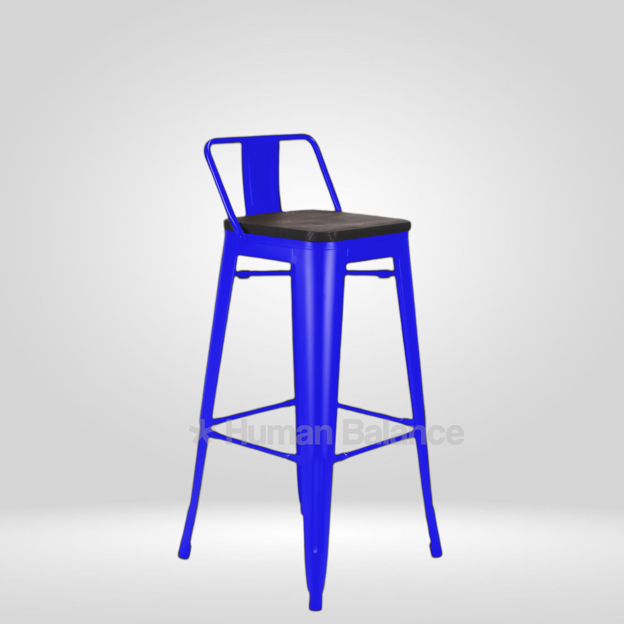 Tolix Replica Bar Stool with Wooden Seat Blue