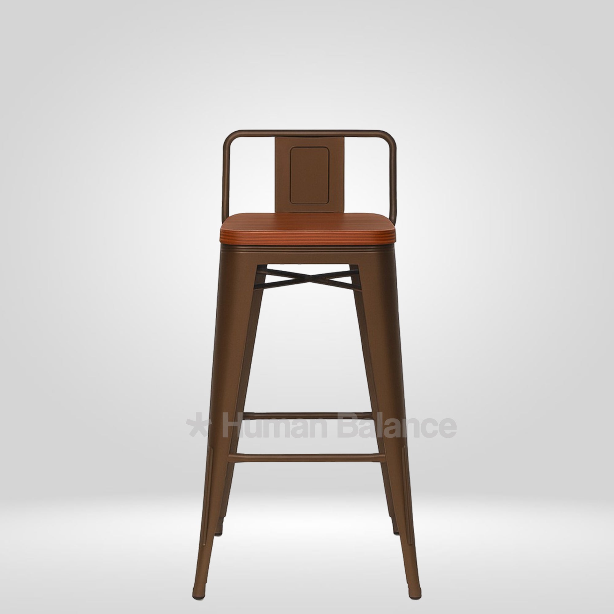 Tolix Replica Bar with Wooden Seat Brown