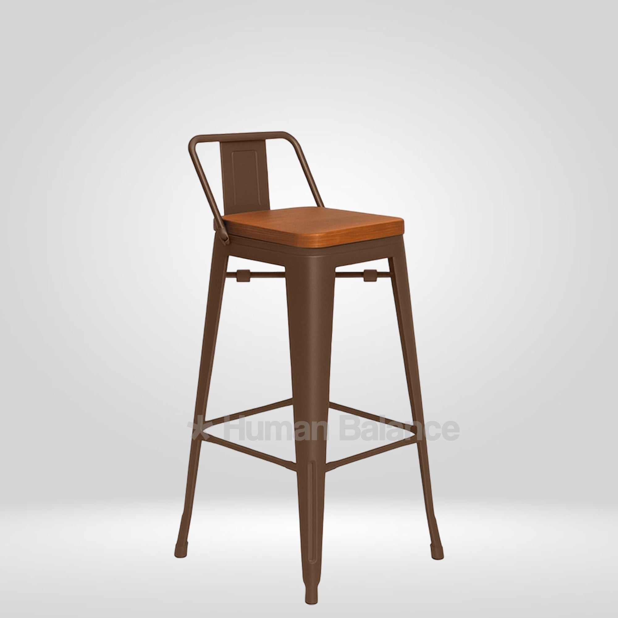 Tolix Replica Bar with Wooden Seat Brown