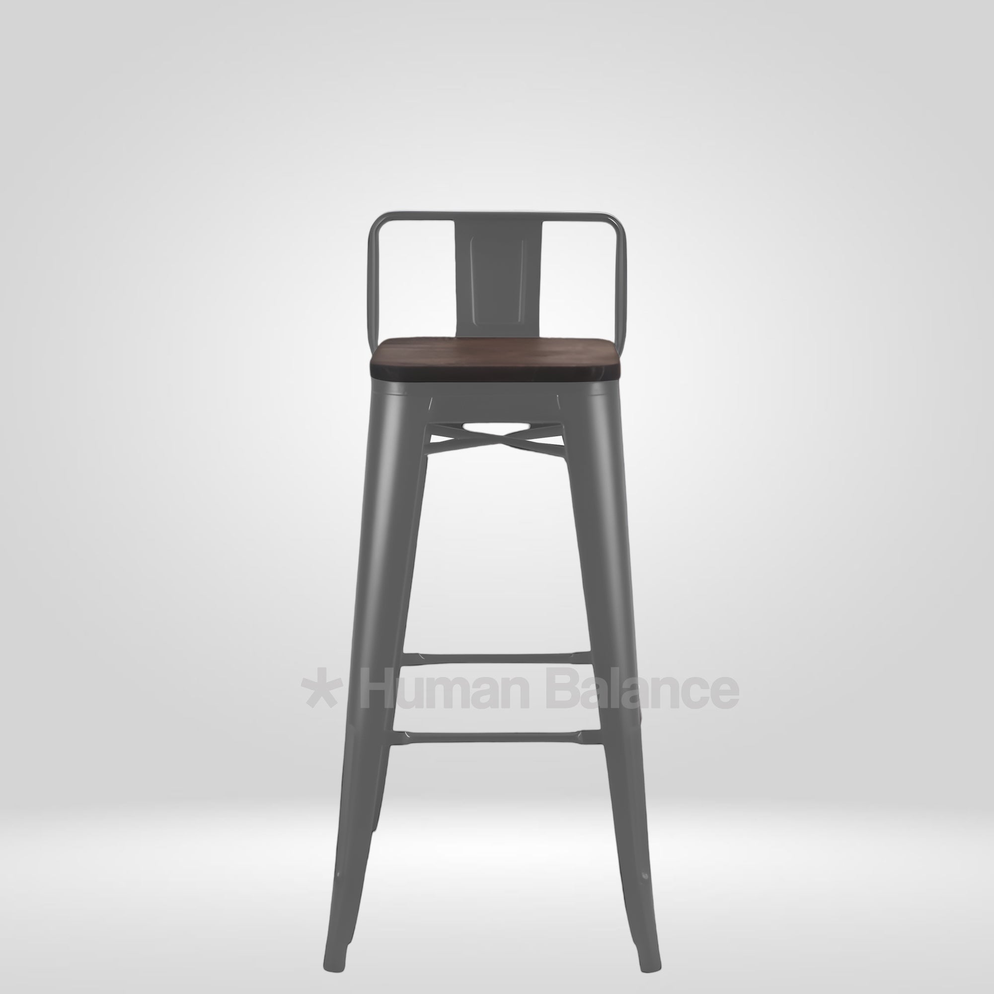 Tolix Replica Bar with Wooden Seat Grey