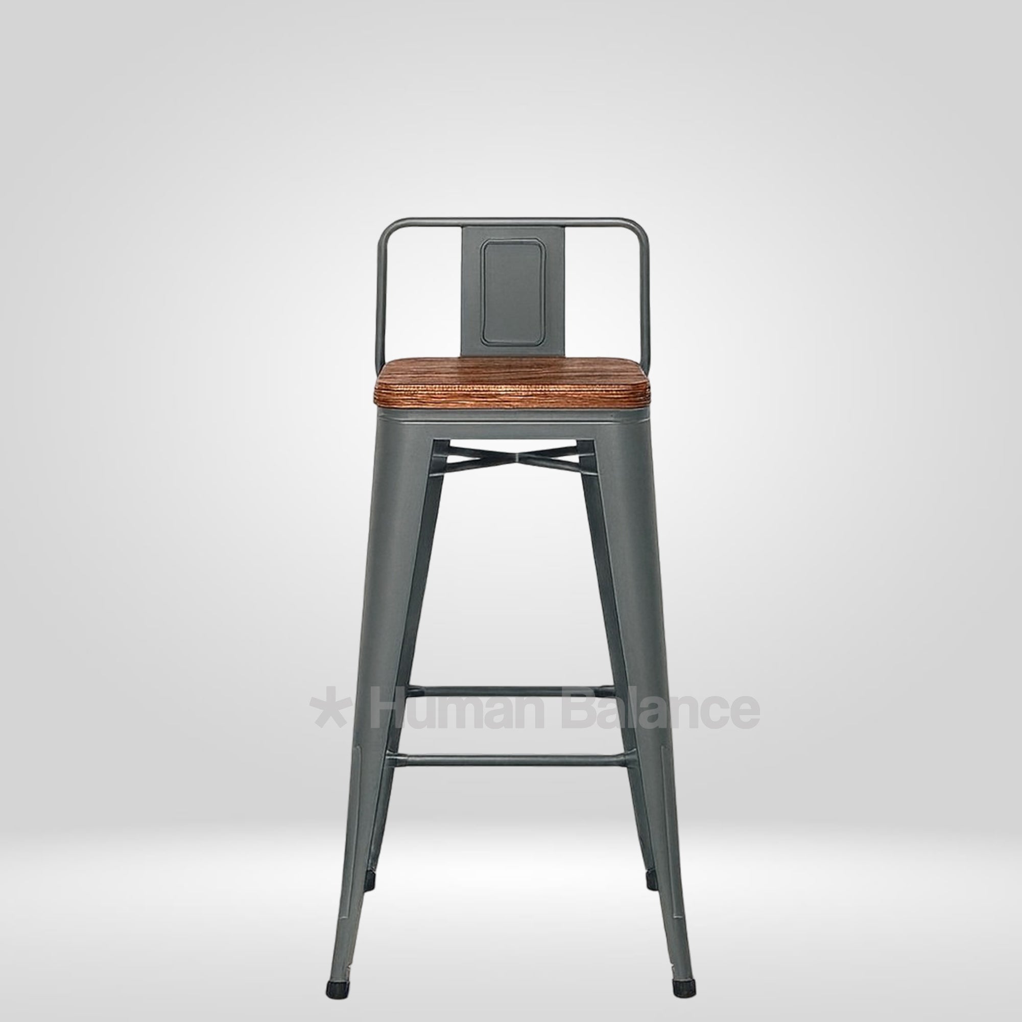Tolix Replica Bar with Wooden Seat Grey