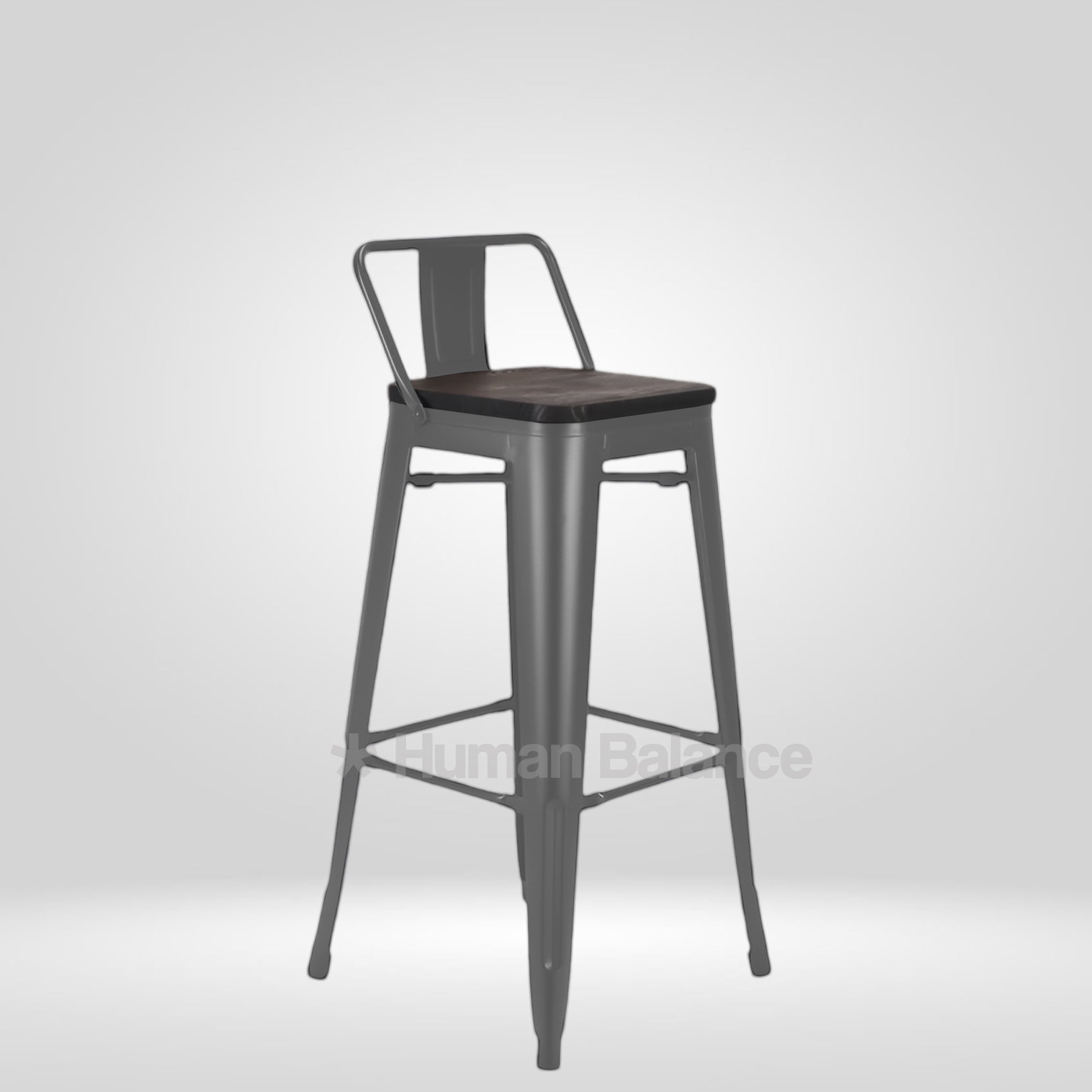 Tolix Replica Bar with Wooden Seat Grey