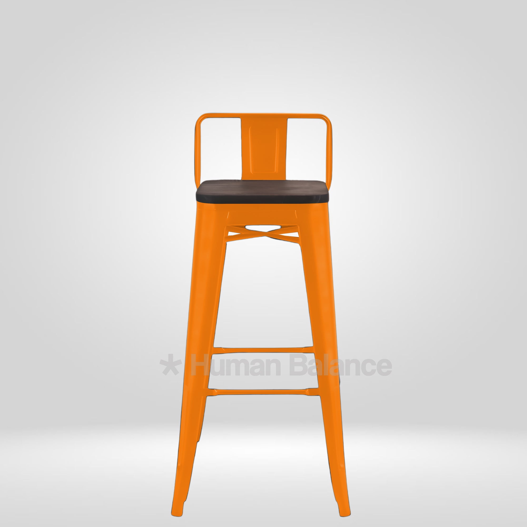 Tolix Replica Bar with Wooden Seat Orange