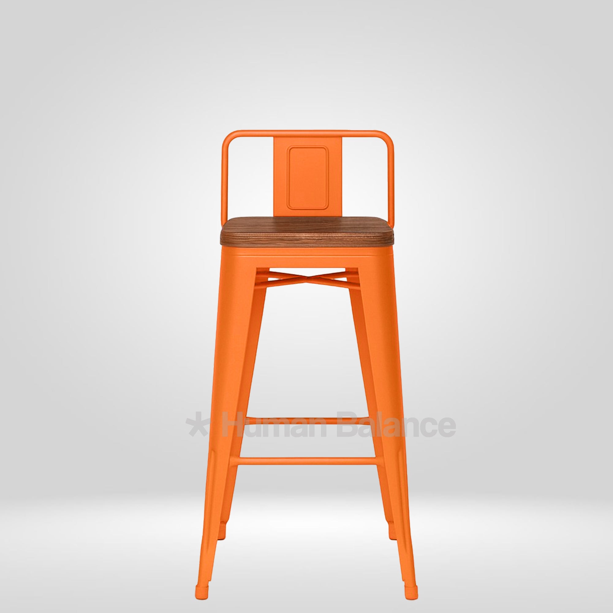Tolix Replica Bar with Wooden Seat Orange