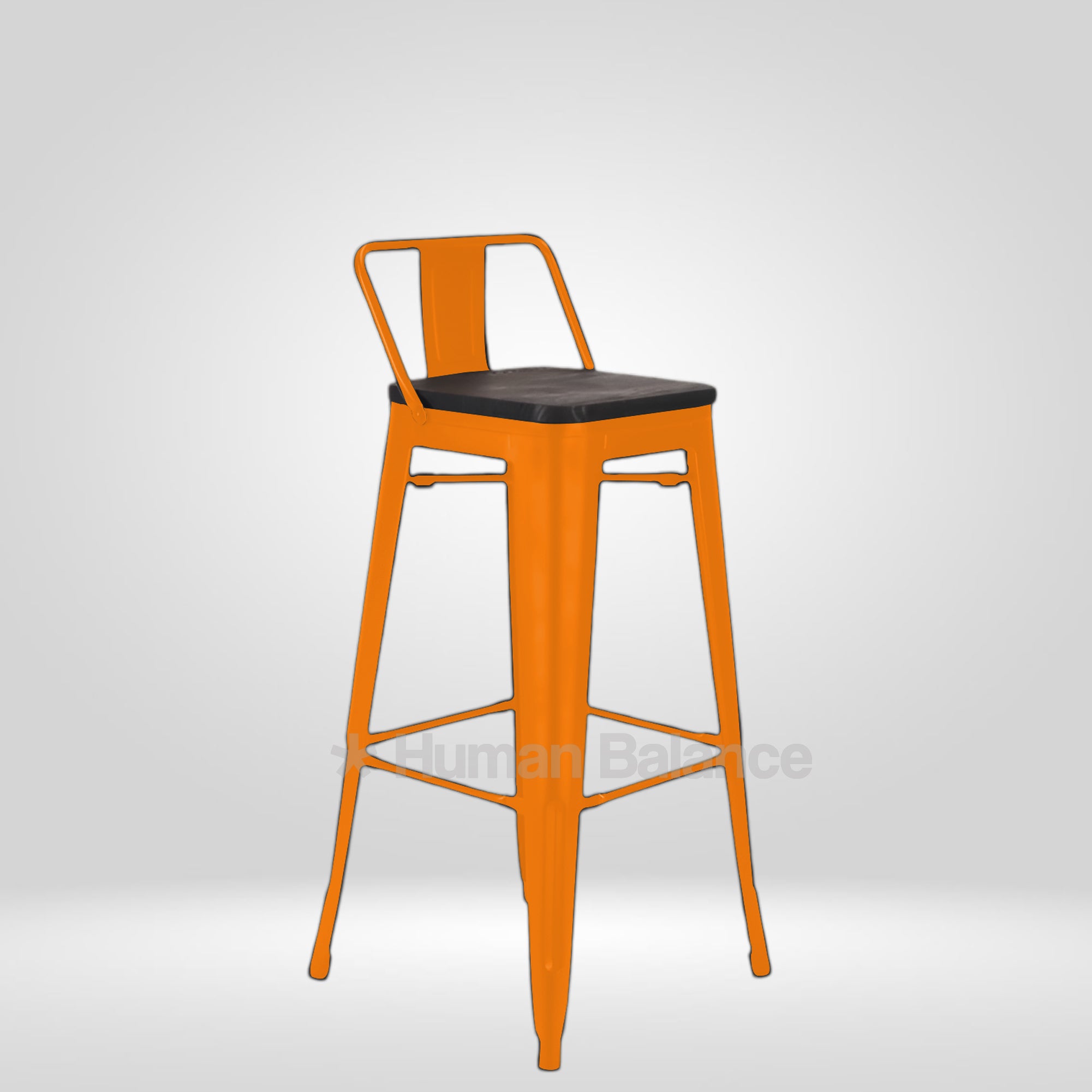 Tolix Replica Bar with Wooden Seat Orange