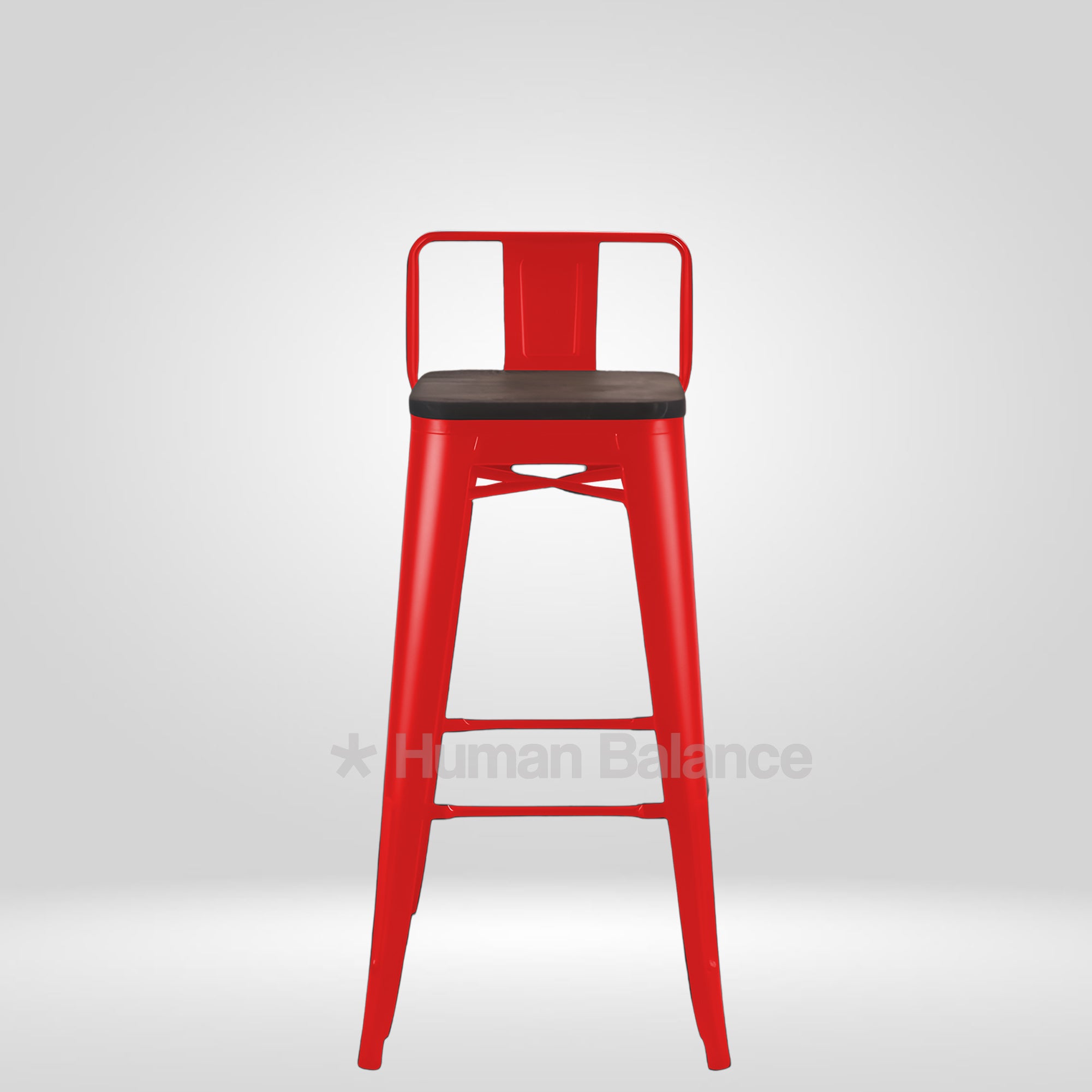 Tolix Replica Bar Stool with Wooden Seat Red