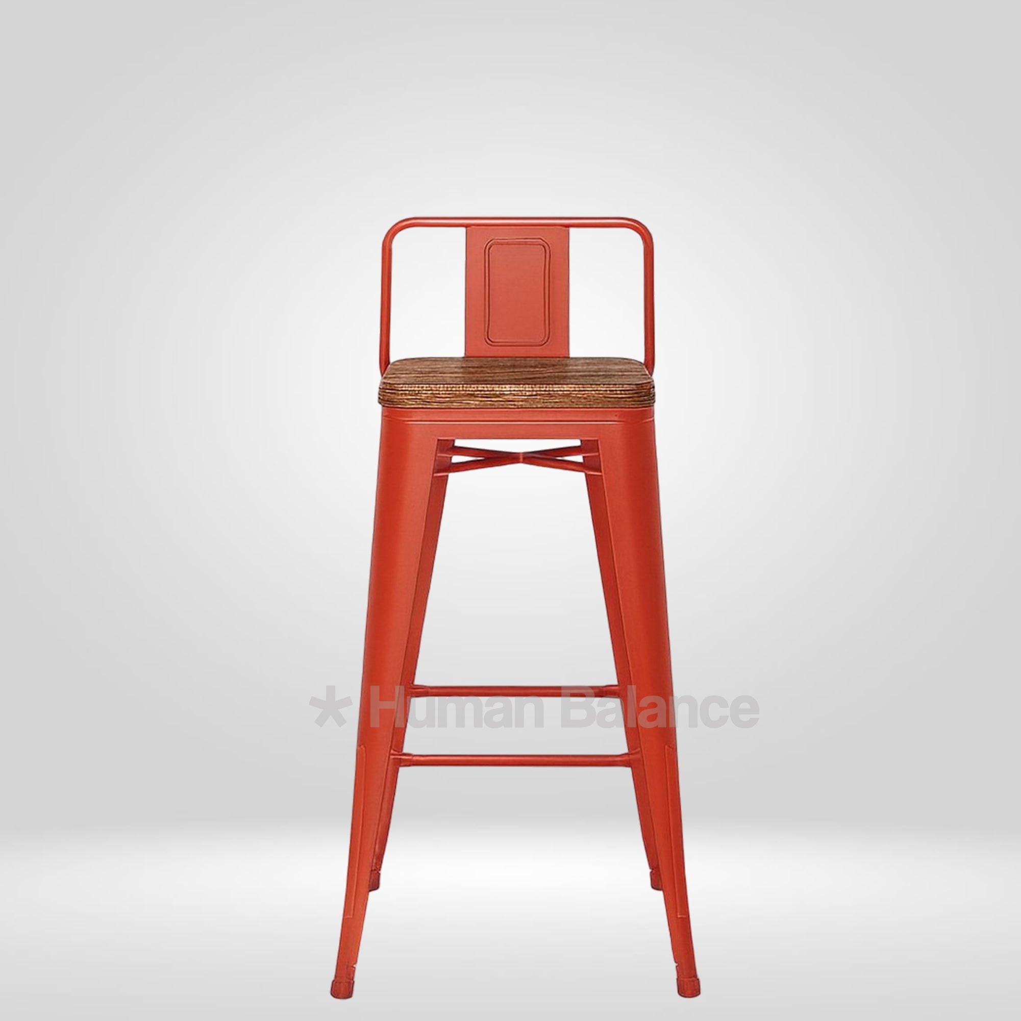 Tolix Replica Bar Stool with Wooden Seat Red