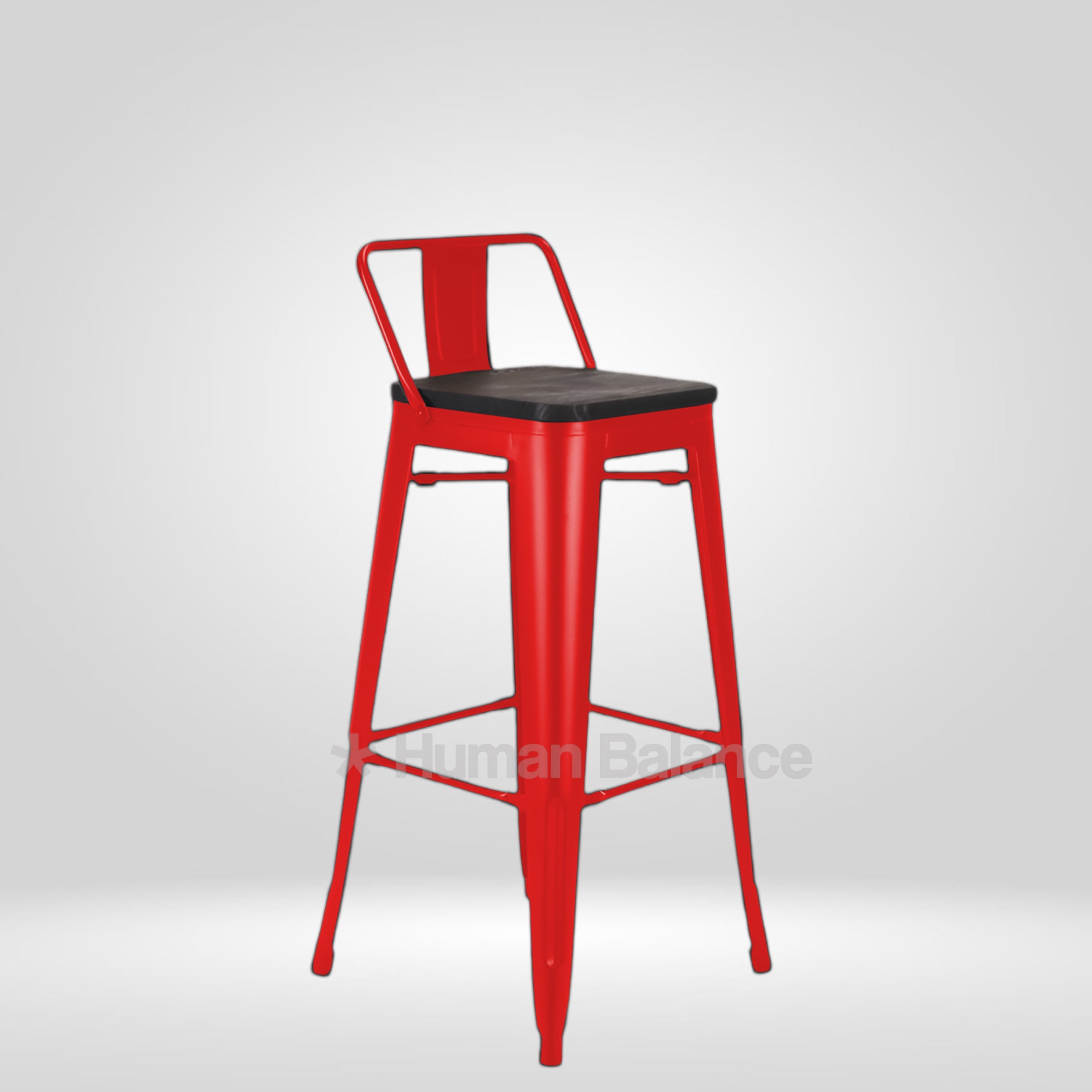Tolix Replica Bar Stool with Wooden Seat Red
