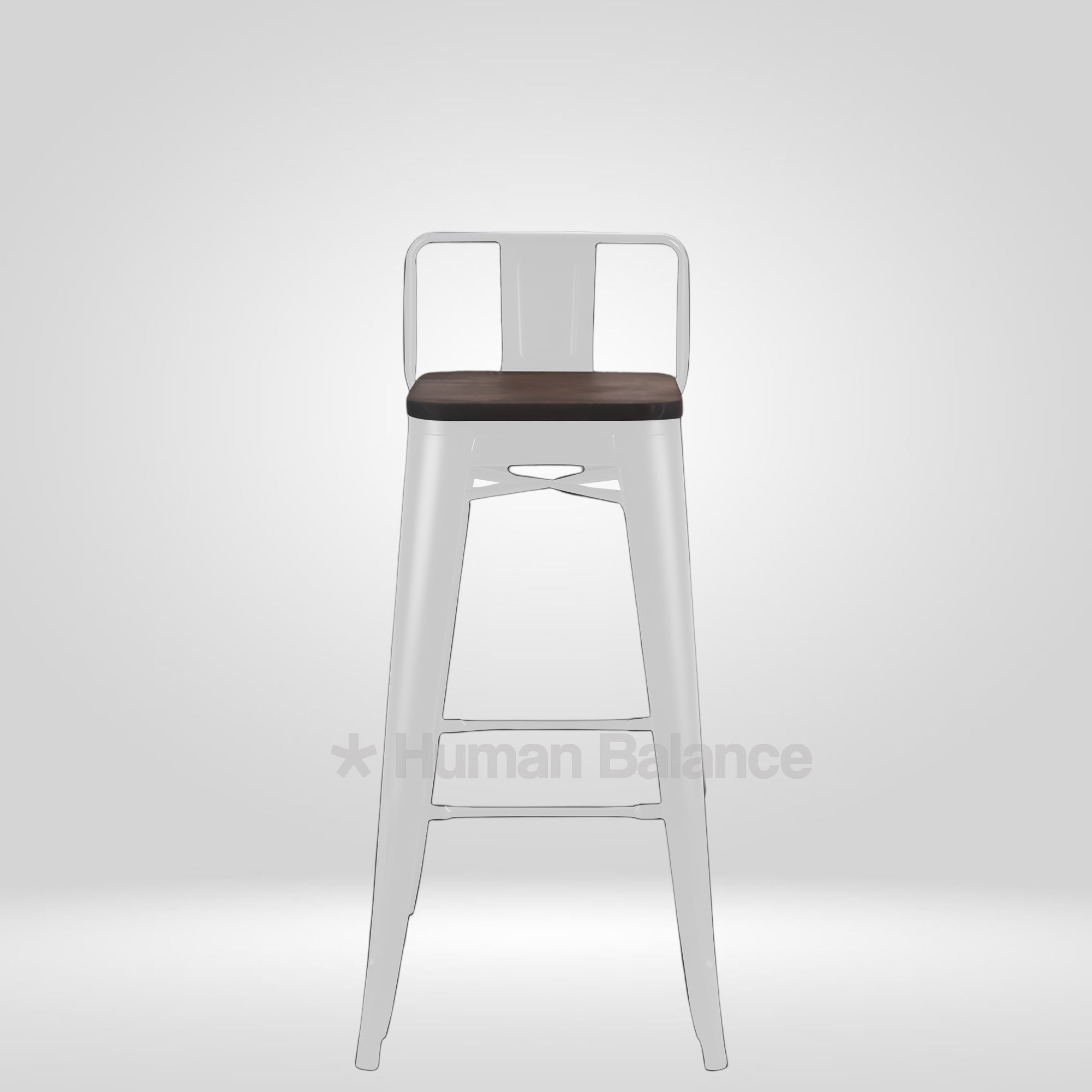 Tolix Replica Bar with Wooden Seat White