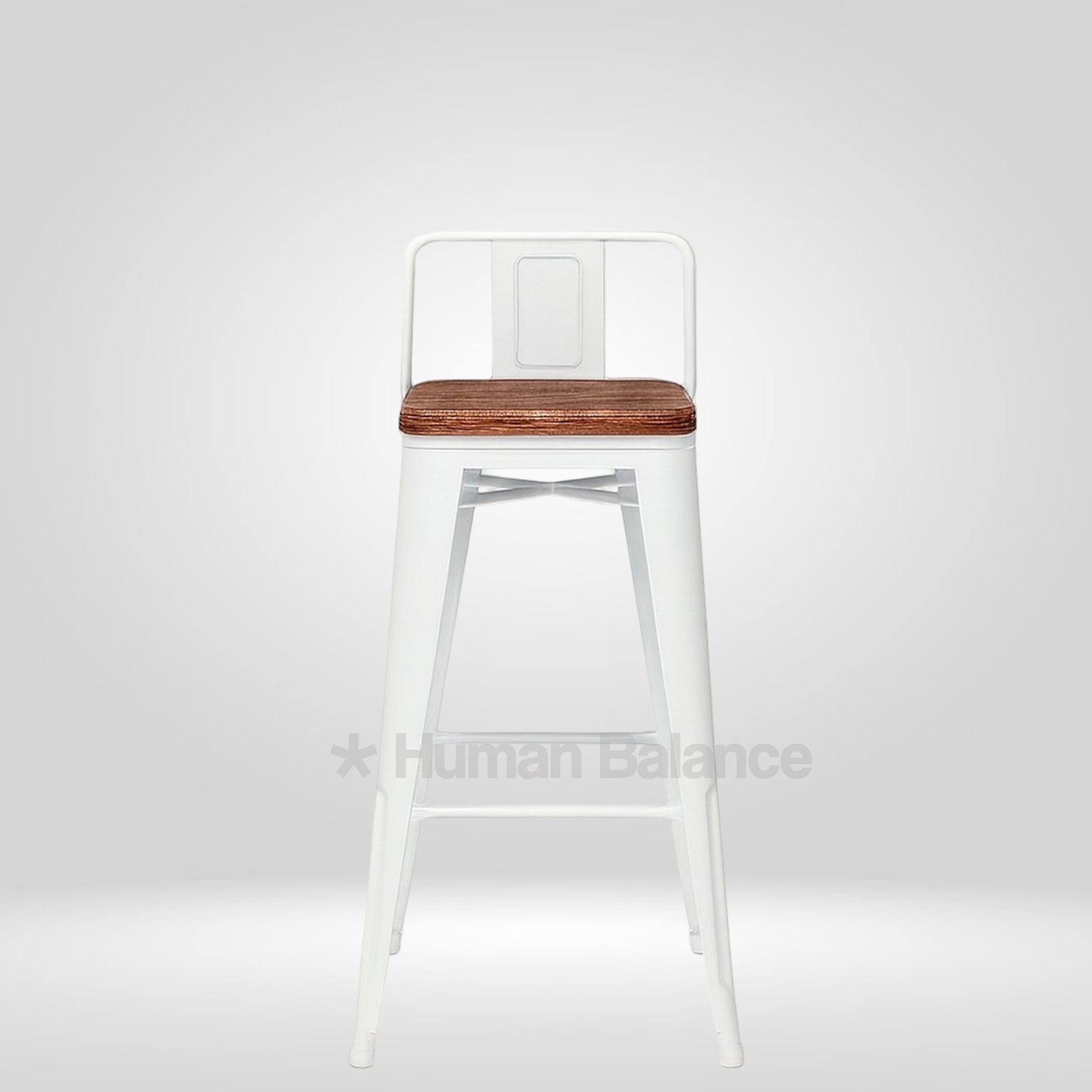 Tolix Replica Bar with Wooden Seat White