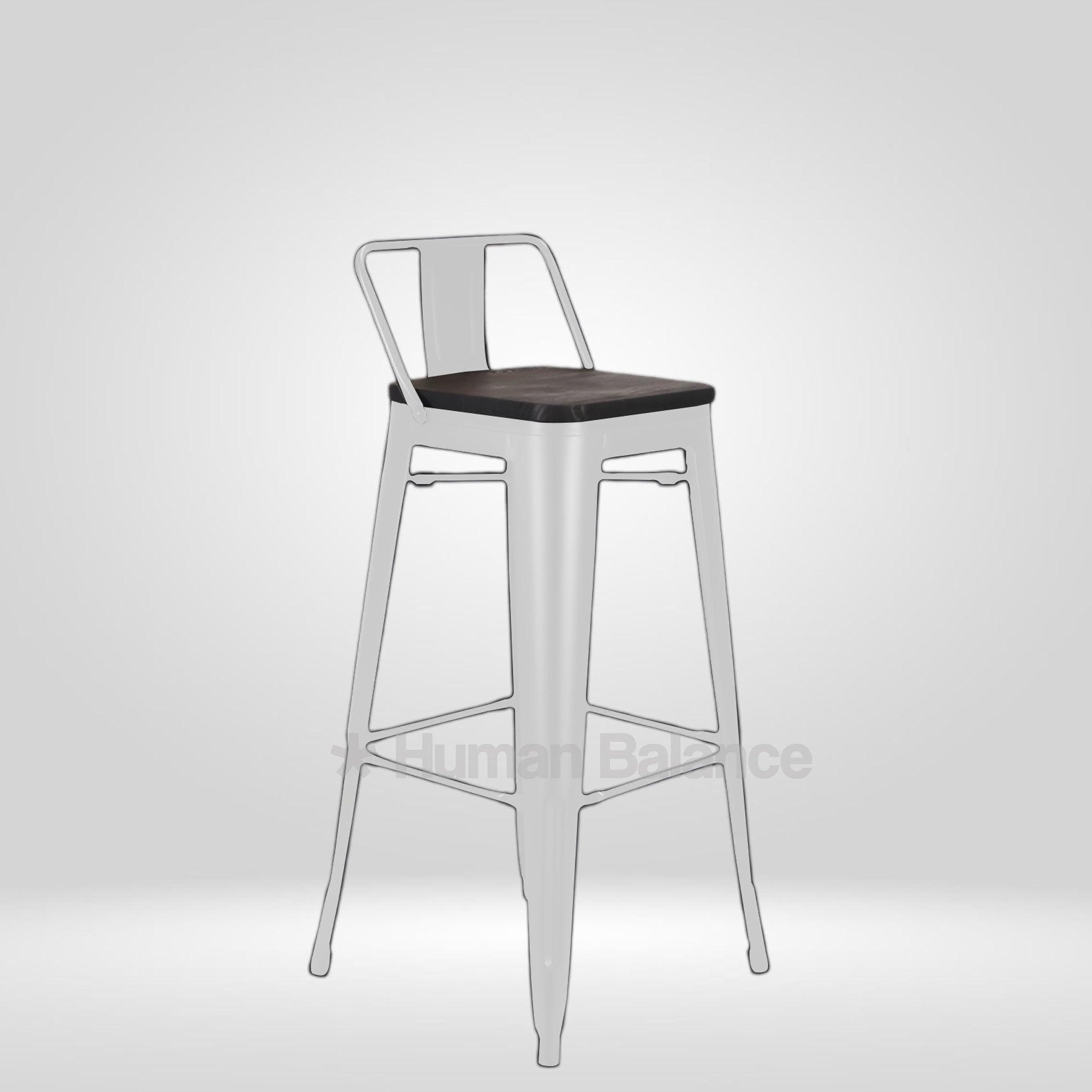 Tolix Replica Bar with Wooden Seat White
