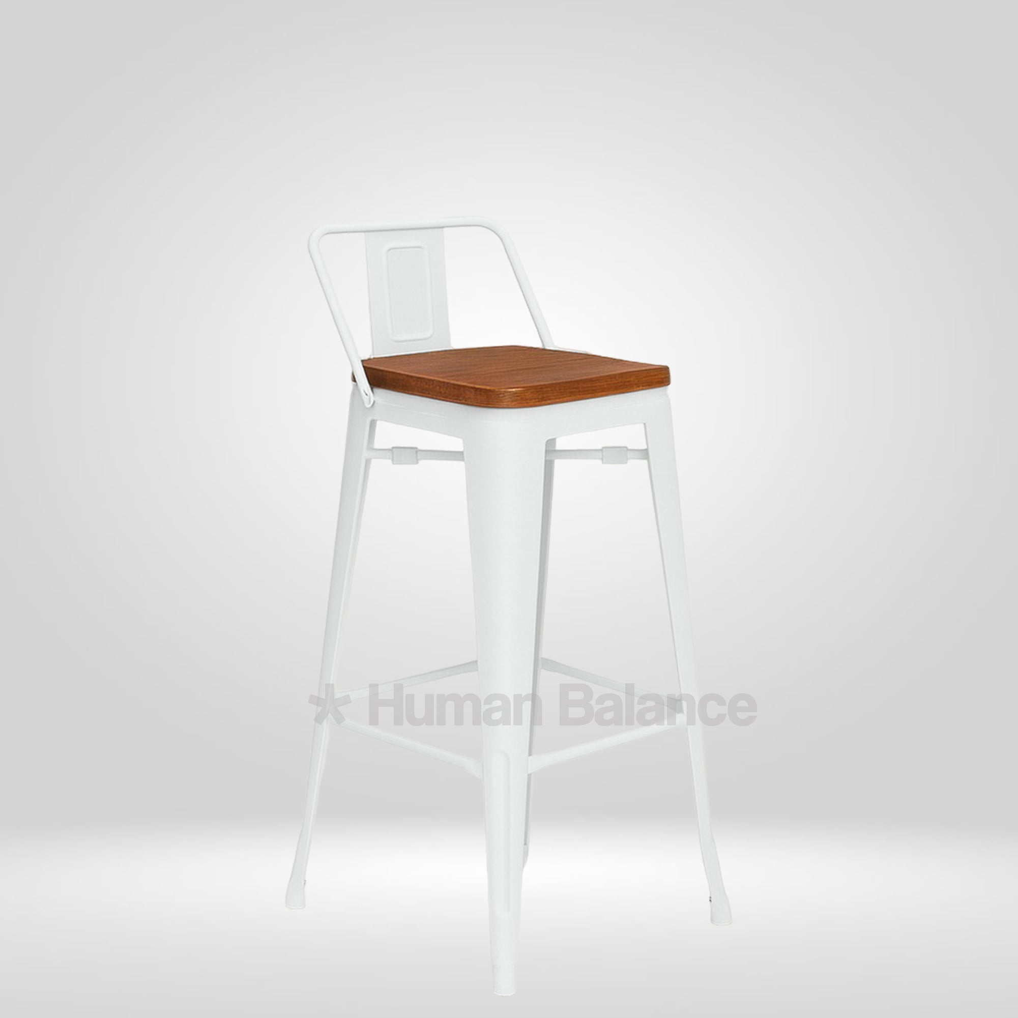 Tolix Replica Bar with Wooden Seat White