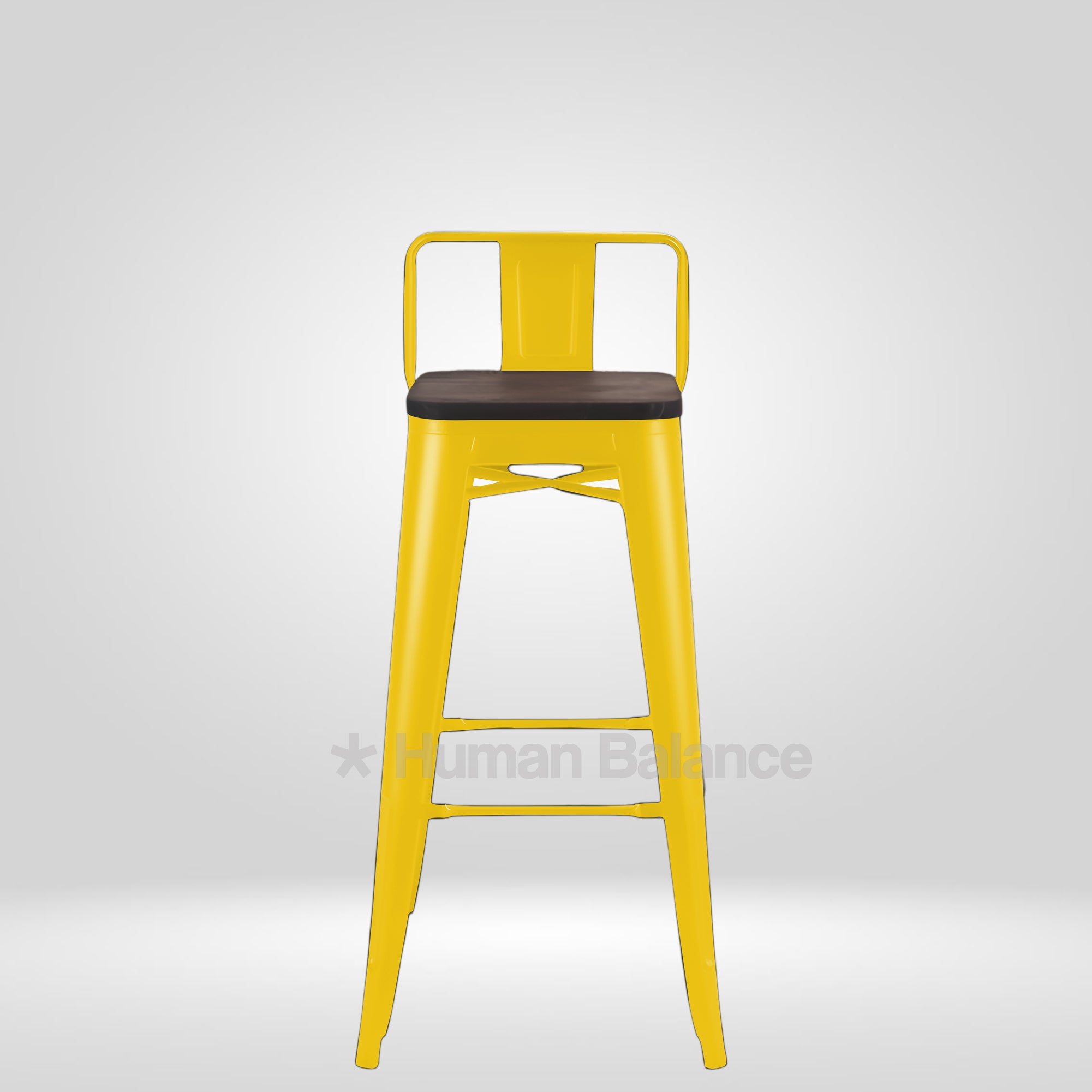 Tolix Replica Bar Stool with Wooden Seat Yellow