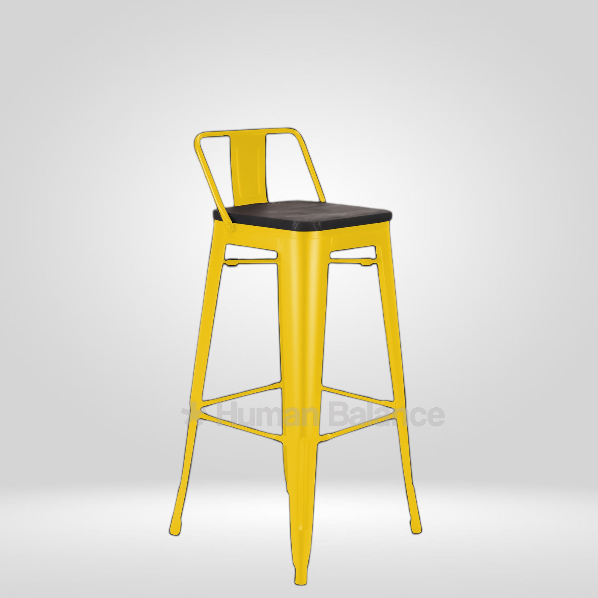 Tolix Replica Bar Stool with Wooden Seat Yellow