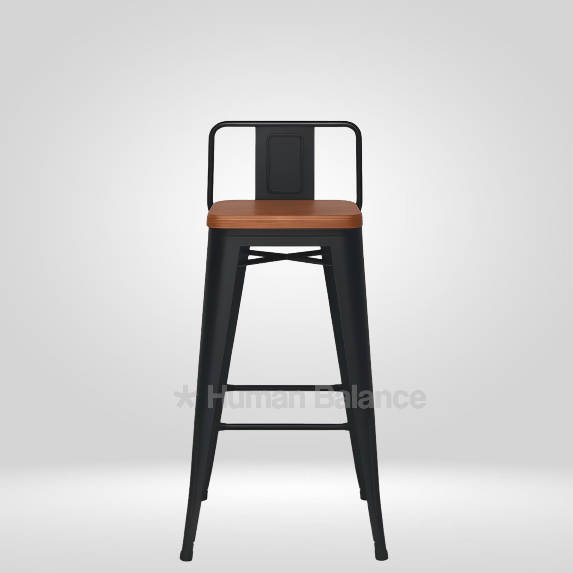 Tolix Replica Bar Stool with Wooden Seat Black