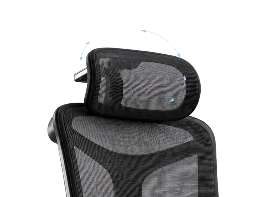 Ergonomic 8 Way Adjustable Mesh Headrest