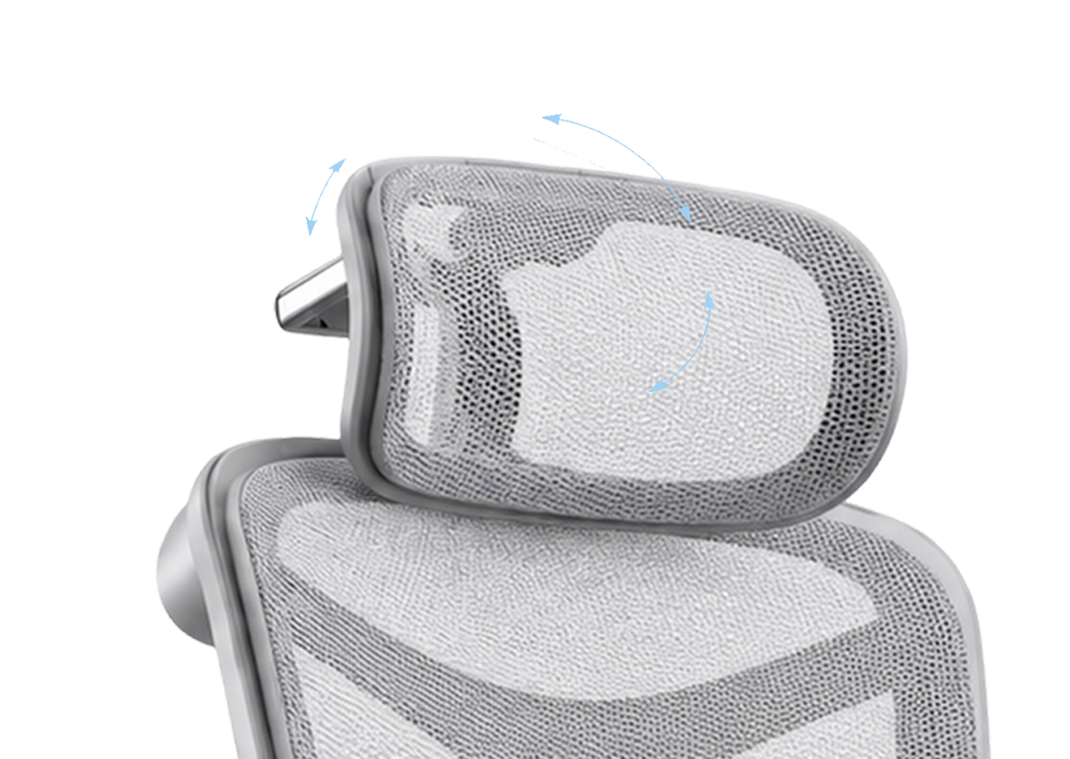 Ergonomic 8 Way Adjustable Mesh Headrest