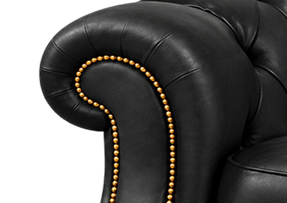 Curved Armrests With Gold Accents