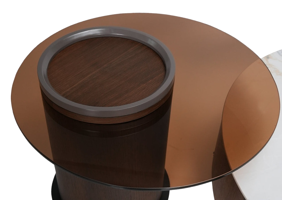 Secondary Tinted Glass Pedestal Cocktail Table